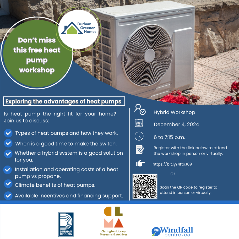 Free Heat Pump Workshop at Bowmanville Library on Dec 4 from 6 to 7:15 p.m.